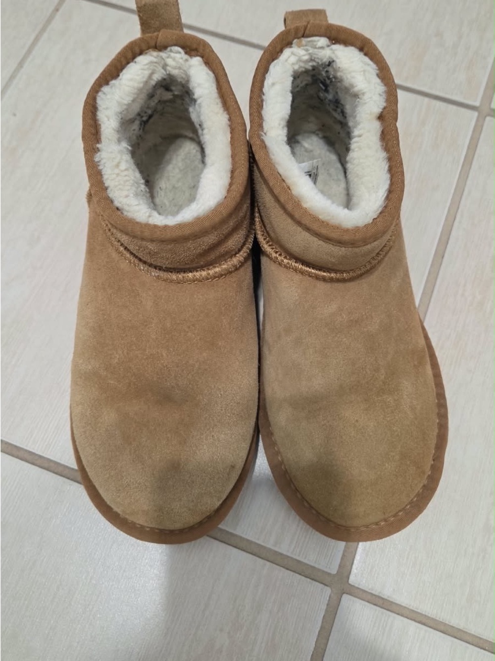 Women's Suede Ankle Boot Slippers in Chestnut Brown